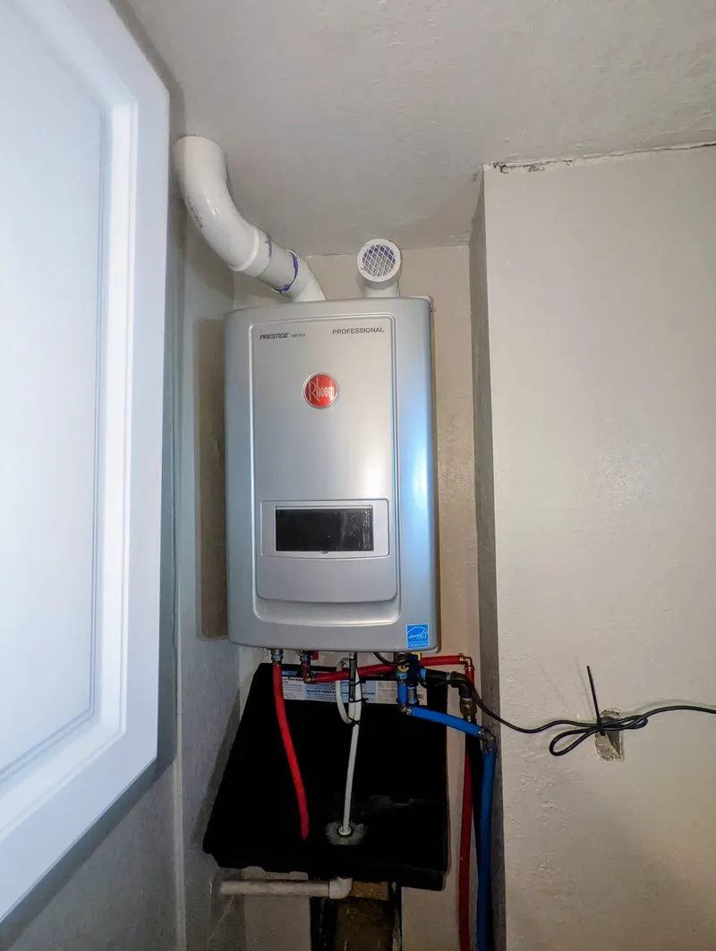 Tankless water heater installation in a Pleasant Valley home remodel